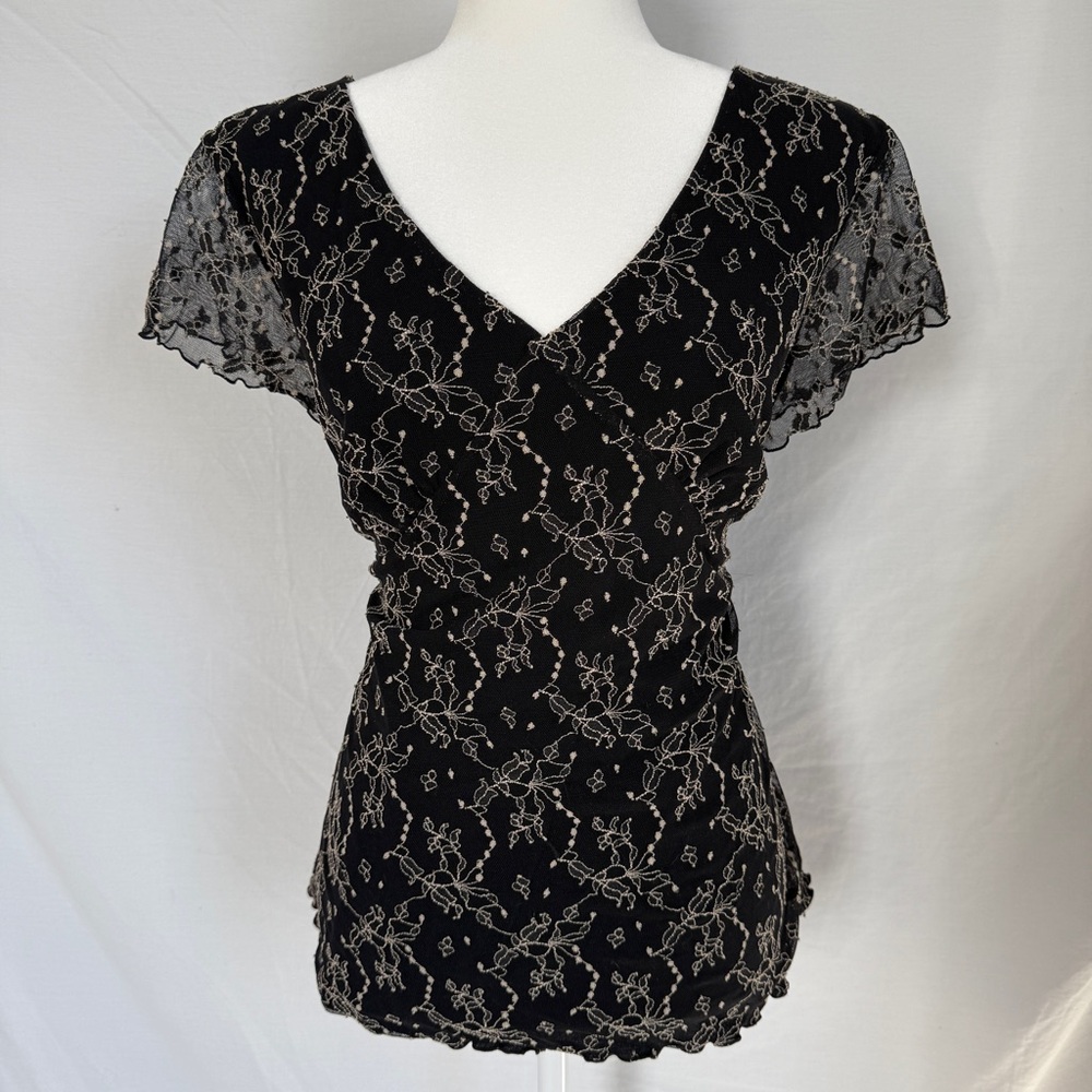 Style & Co. Black Floral Lace Blouse